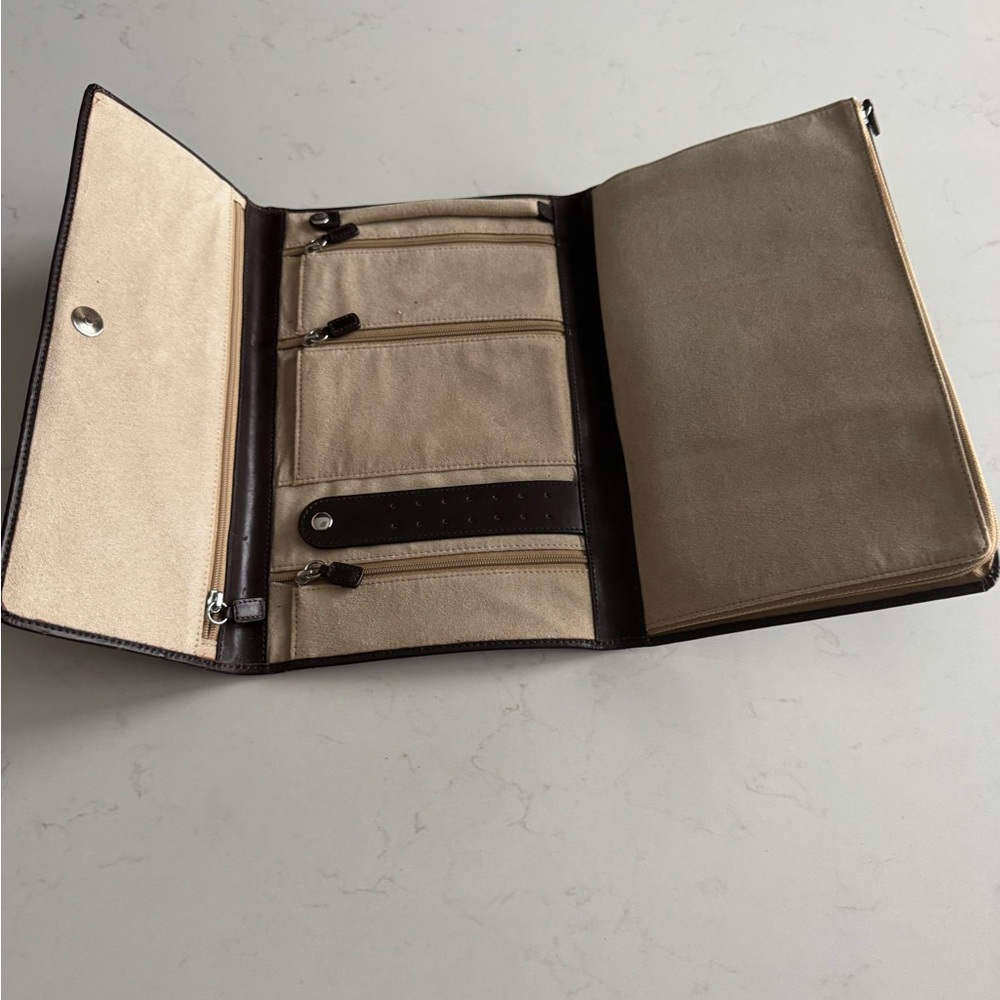 Red Envelope Brown Leather Travel Jewelry Organizer - Picture 2 of 6